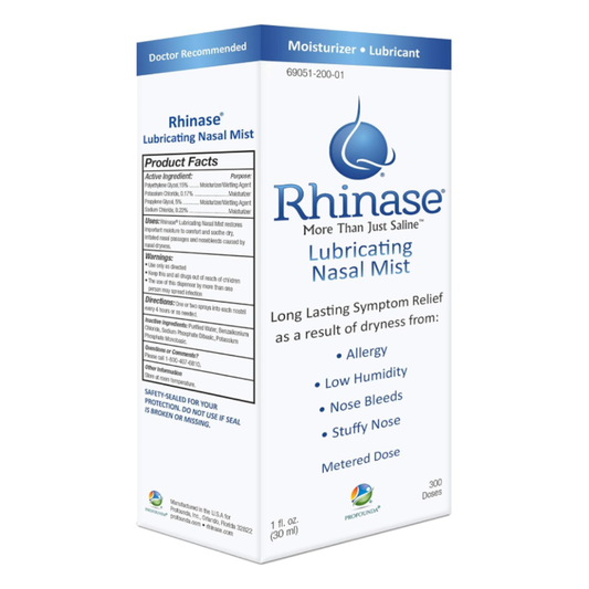 Rhinase Lubricating Nasal Mist - Aloe & Fragrance-Free Saline Solution for Dry Nose, Allergy Relief, and Nosebleed Prevention