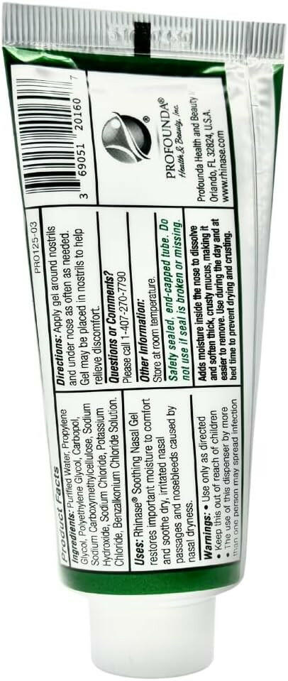 Rhinase Allergy Relief Lubricating Nasal Gel ā Dual Salt, Steroid-Free Formula for Moisture & Comfort | Ideal for Swimmers and CPAP or oxygen therapy users | Safe for Children | 60 g