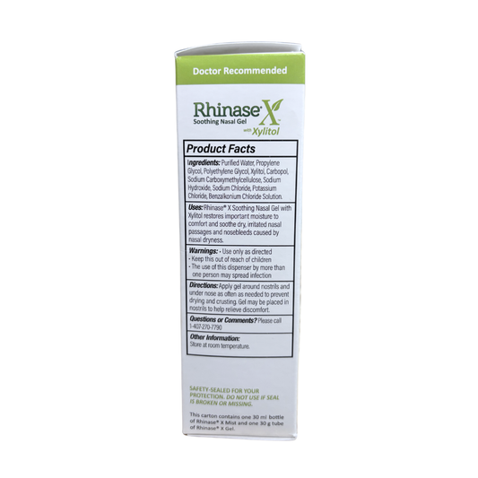 Rhinase X Combo Pack - Nasal Gel (30g) & Spray (30ml) for Complete Nasal Relief: Dryness, Congestion, Post Nasal Drip, and Allergies