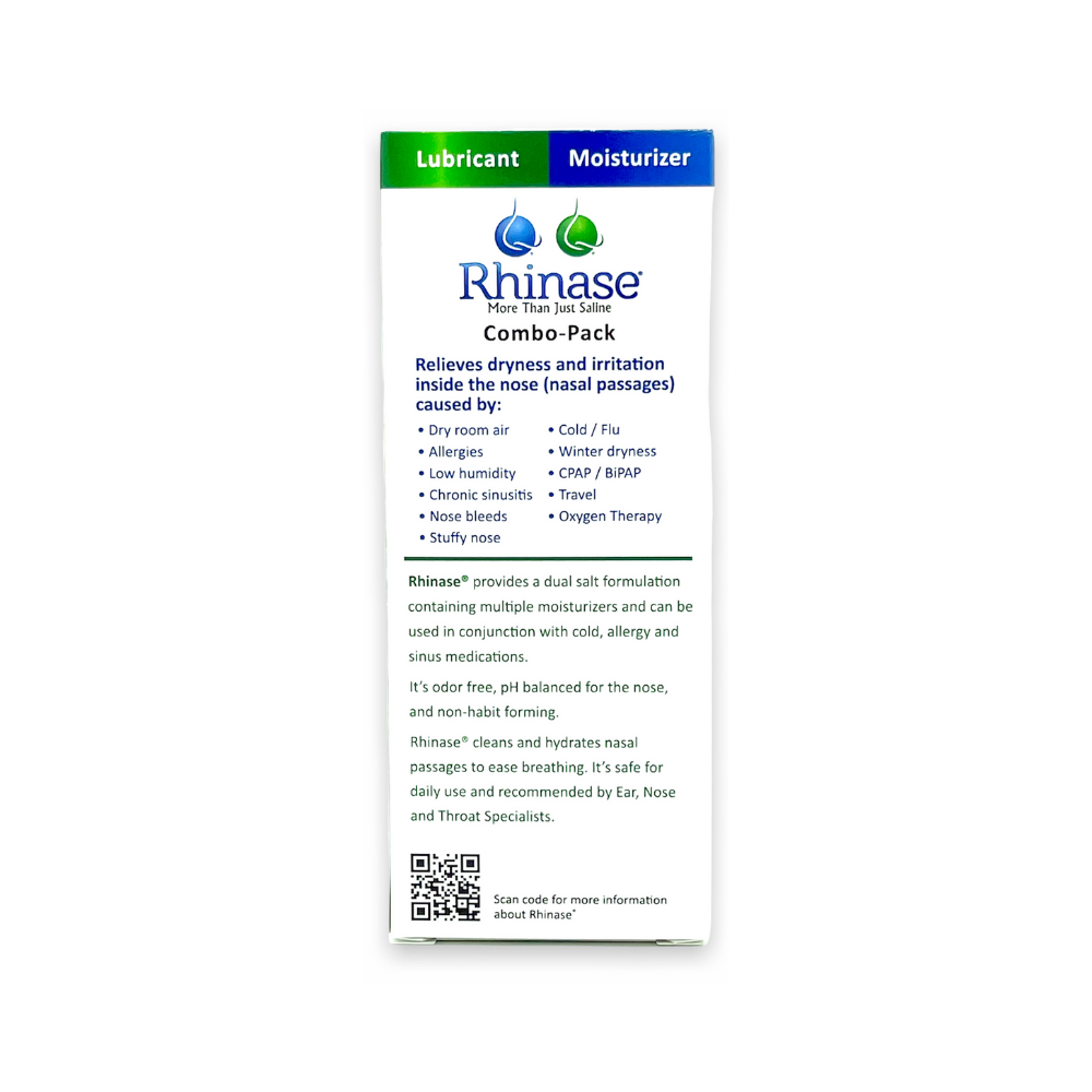 Rhinase Nasal Care Combo Pack - Nasal Gel (1 oz) & Saline Spray (1 oz) for Dryness, Allergy Relief & Nosebleed Prevention, Aloe-Free & pH Balanced