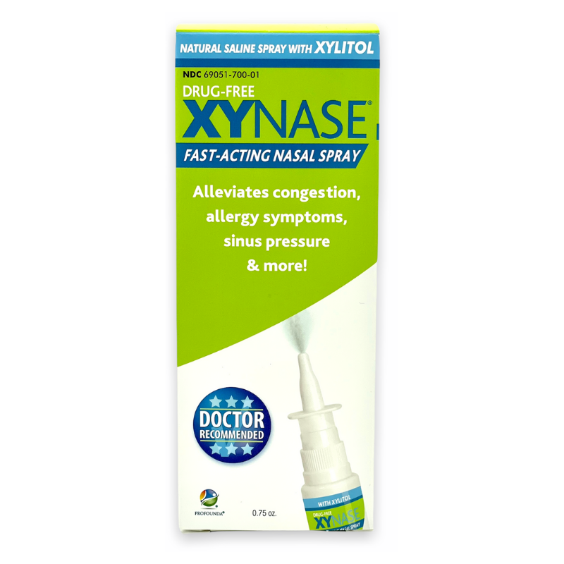 Xynase® Natural Saline Nasal Spray with Xylitol (0.75 fl oz) - Gentle Relief for Congestion, Allergies, and Sinus Pressure, Safe for All Ages