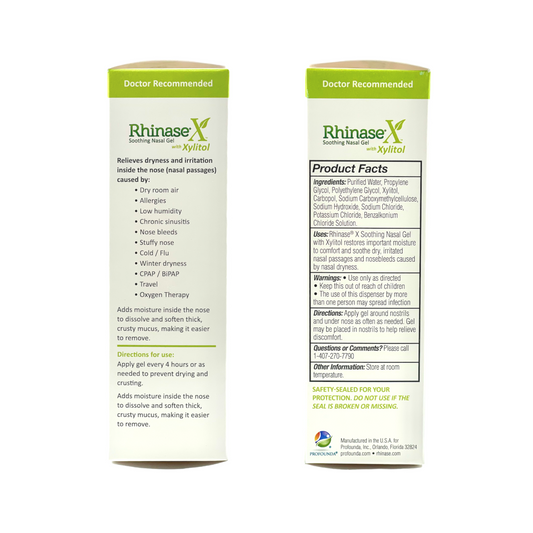 Steroid-free nasal gel with xylitol and dual salts in 1 oz tube for dryness and congestion relief