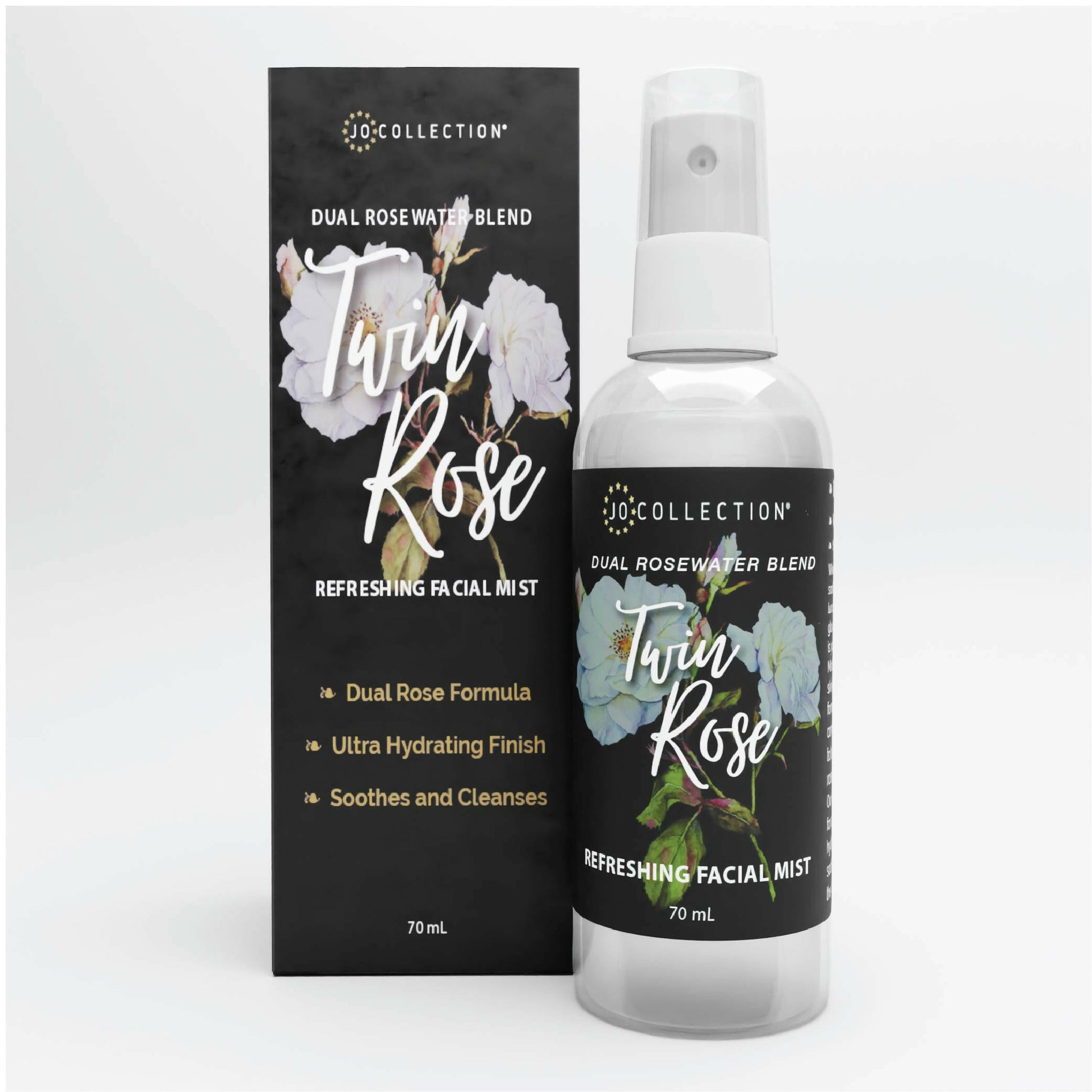 Twin Rose refreshing facial mist with packaging
