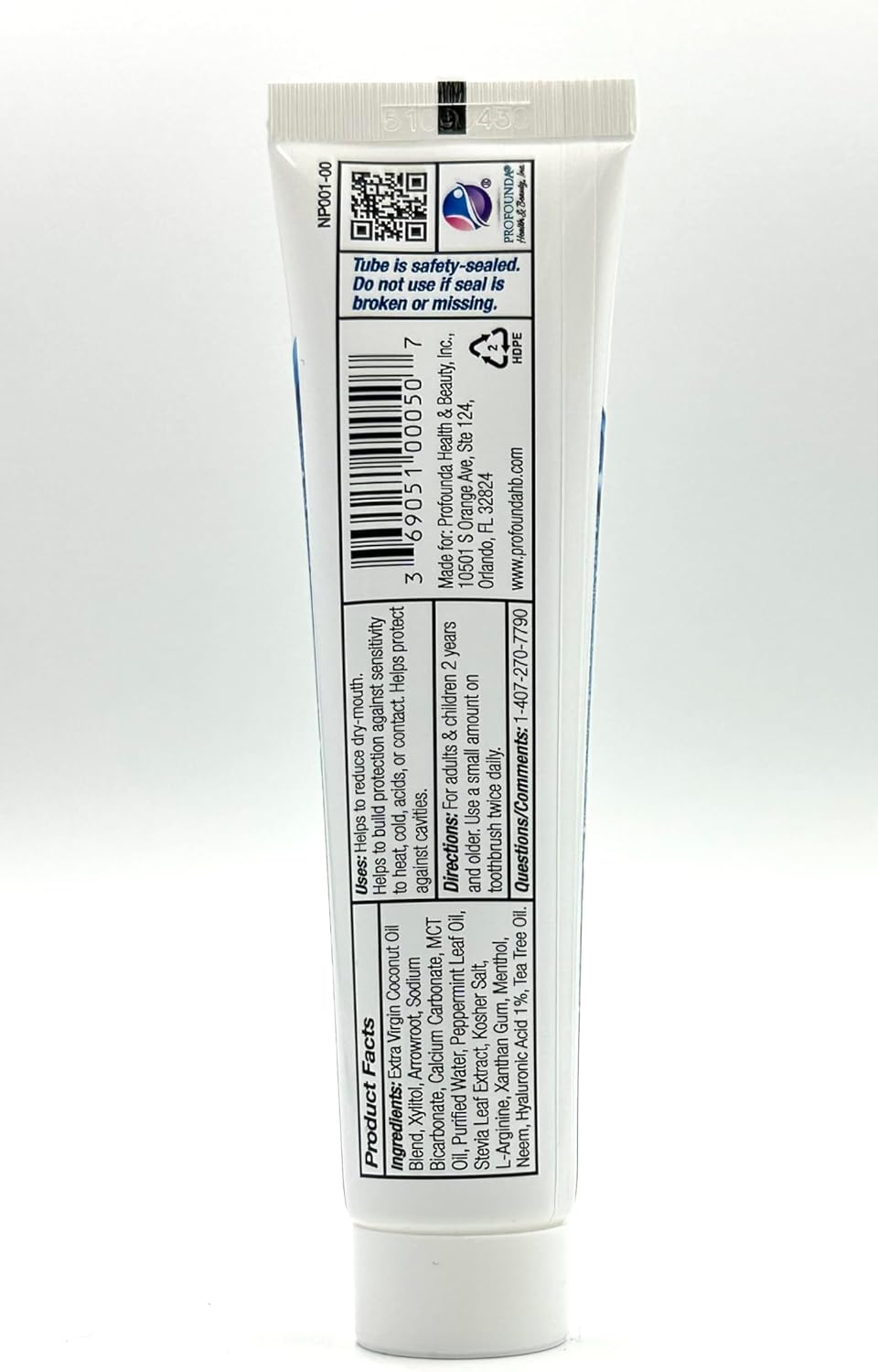 Tube of toothpaste with label on a white background