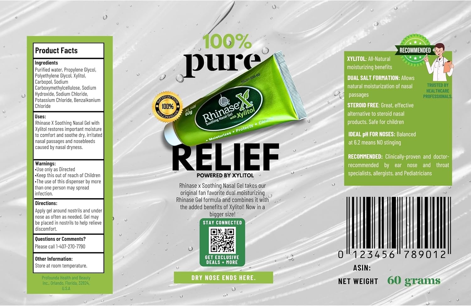 Rhinase X Soothing Nasal Gel (XL Size) with Natural Xylitol - Relief for Dryness, Congestion & Discomfort | Steroid-Free & Hypotonic | Doctor Recommended | 60 g