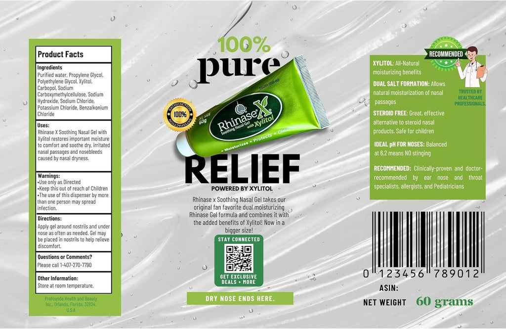 Rhinase X Soothing Nasal Gel (XL Size) with Natural Xylitol - Relief for Dryness, Congestion & Discomfort | Steroid-Free & Hypotonic | Doctor Recommended | 60 g