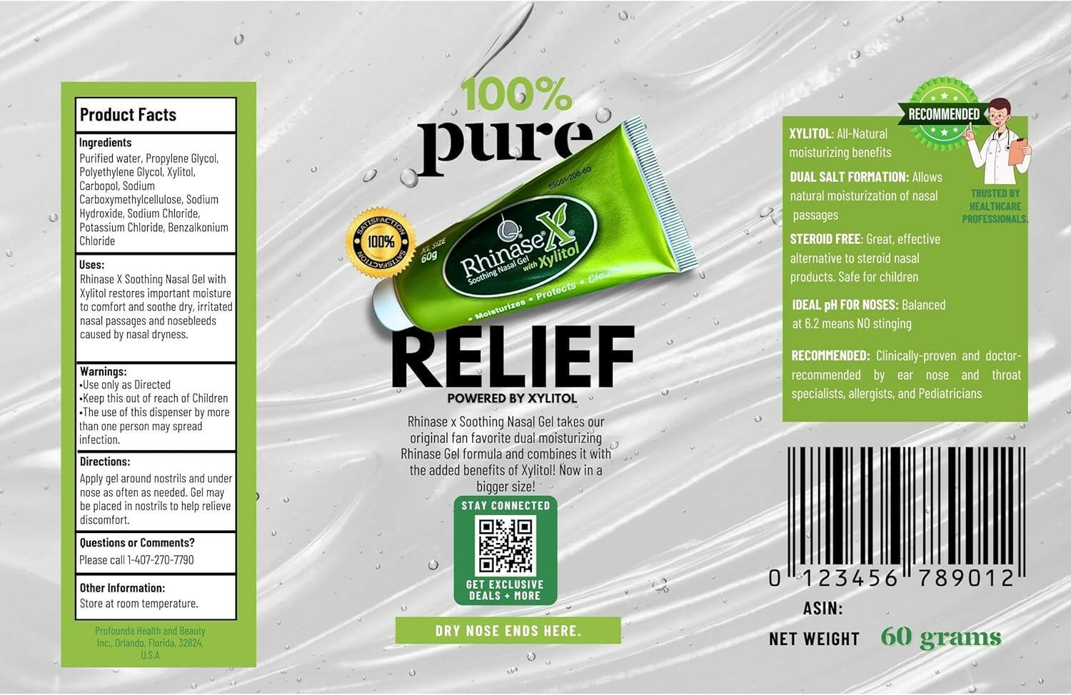Rhinase X Soothing Nasal Gel (XL Size) with Natural Xylitol - Relief for Dryness, Congestion & Discomfort | Steroid-Free & Hypotonic | Doctor Recommended | 60 g