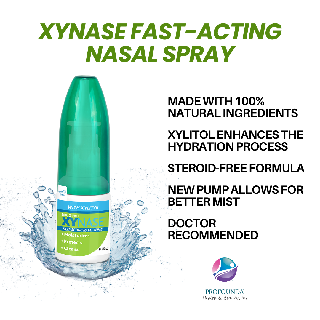 3 Pack Xynase Saline Nasal Spray with Xylitol - All Natural Moisturizer