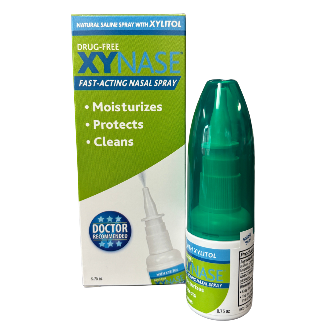 Xynase® Natural Saline Nasal Spray with Xylitol (0.75 fl oz) - Gentle Relief for Congestion, Allergies, and Sinus Pressure, Safe for All Ages