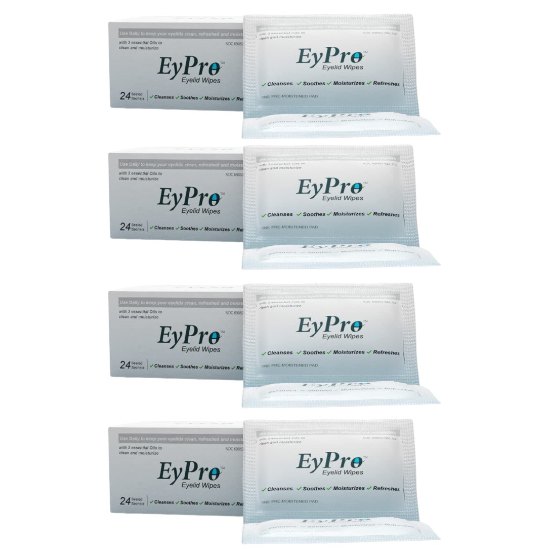 EyPro Eyelid Wipes that cleans and moisturizes your lashes and eyelids |  Helps to removes makeup easily | 4 Boxes - 96 Sachets