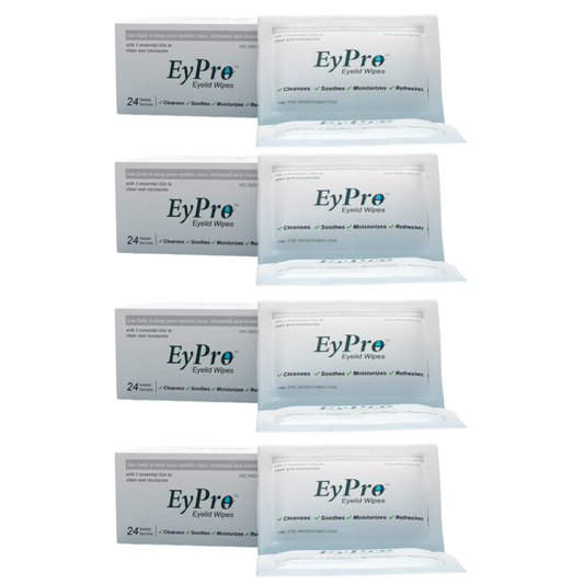 EyPro Eyelid Wipes that cleans and moisturizes your lashes and eyelids |  Helps to removes makeup easily | 4 Boxes - 96 Sachets