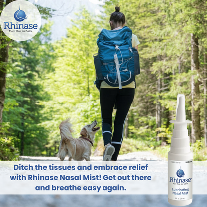 Rhinase Lubricating Nasal Mist - Aloe & Fragrance-Free Saline Solution for Dry Nose, Allergy Relief, and Nosebleed Prevention