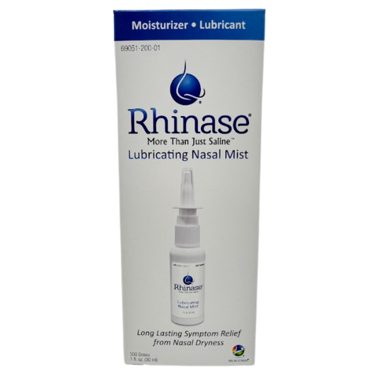 Rhinase Lubricating Nasal Mist - Aloe & Fragrance-Free Saline Solution for Dry Nose, Allergy Relief, and Nosebleed Prevention | 1 oz