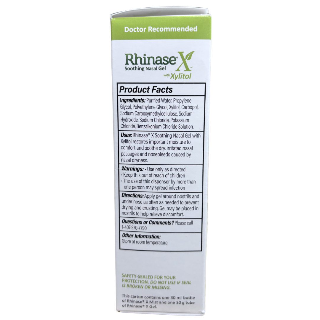 Rhinase X Combo Pack - Nasal Gel (30g) & Spray (30ml) for Complete Nasal Relief: Dryness, Congestion, Post Nasal Drip, and Allergies