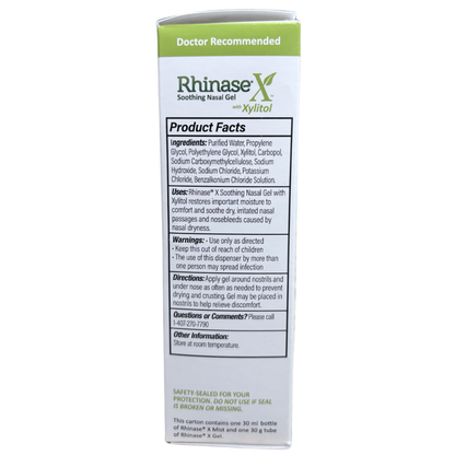 Rhinase X Combo Pack - Nasal Gel (30g) & Spray (30ml) for Complete Nasal Relief: Dryness, Congestion, Post Nasal Drip, and Allergies