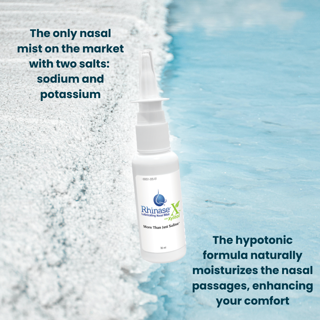 Rhinase X Natural Nasal Mist Spray with Xylitol - Dual Moisturizing, Hypotonic, Steroid-Free Relief from Dryness, Less Sneezing, Itchiness, Nasal drip and Congestion - Doctor Recommended | 30 ml
