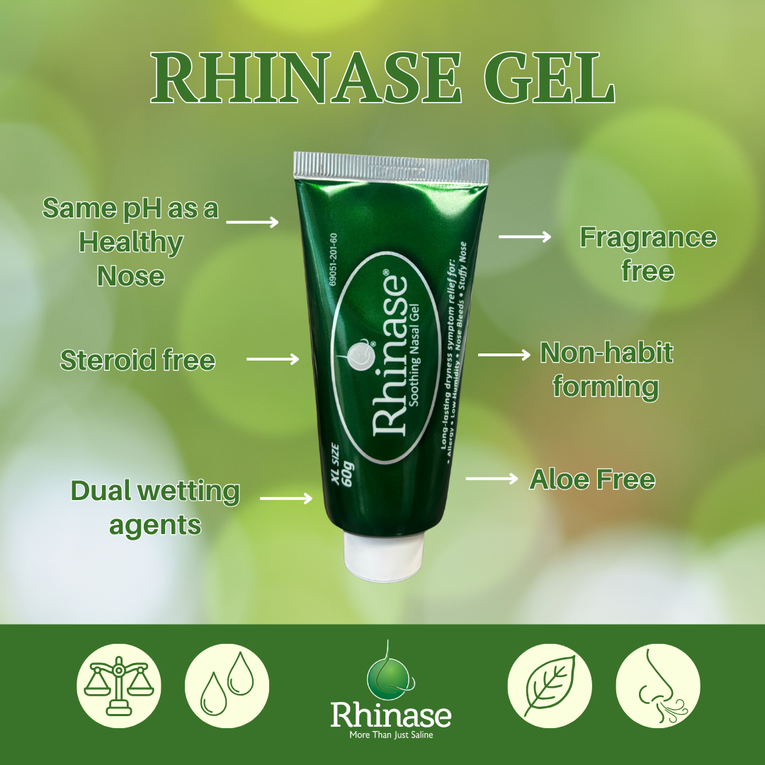 Rhinase Allergy Relief Lubricating Nasal Gel – Dual Salt, Steroid-Free Formula for Moisture & Comfort | Ideal for Swimmers and CPAP or oxygen therapy users | Safe for Children | 60 g