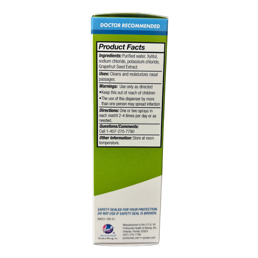 Xynase® Natural Saline Nasal Spray with Xylitol (0.75 fl oz) - Gentle Relief for Congestion, Allergies, and Sinus Pressure, Safe for All Ages