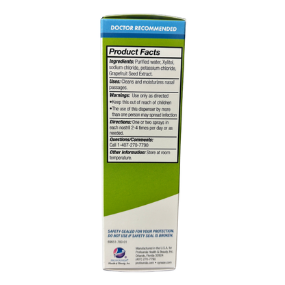 Xynase® Natural Saline Nasal Spray with Xylitol (0.75 fl oz) - Gentle Relief for Congestion, Allergies, and Sinus Pressure, Safe for All Ages