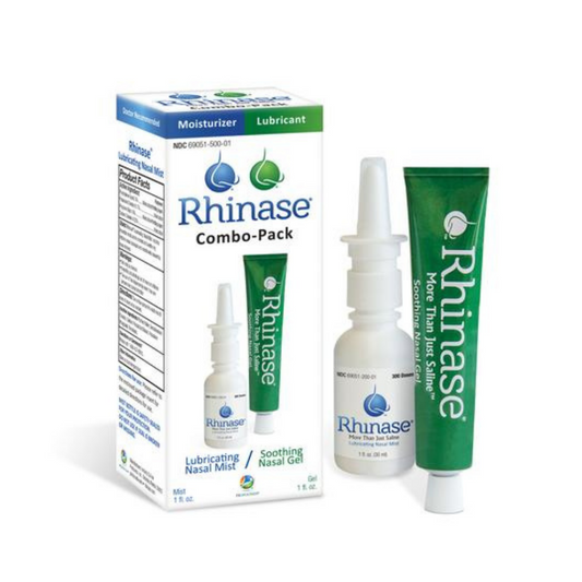 Paquete combinado de cuidado nasal Rhinase: gel nasal (1 oz) y spray salino (1 oz) para sequedad, alivio de alergias y prevención de hemorragias nasales, sin aloe y pH equilibrado