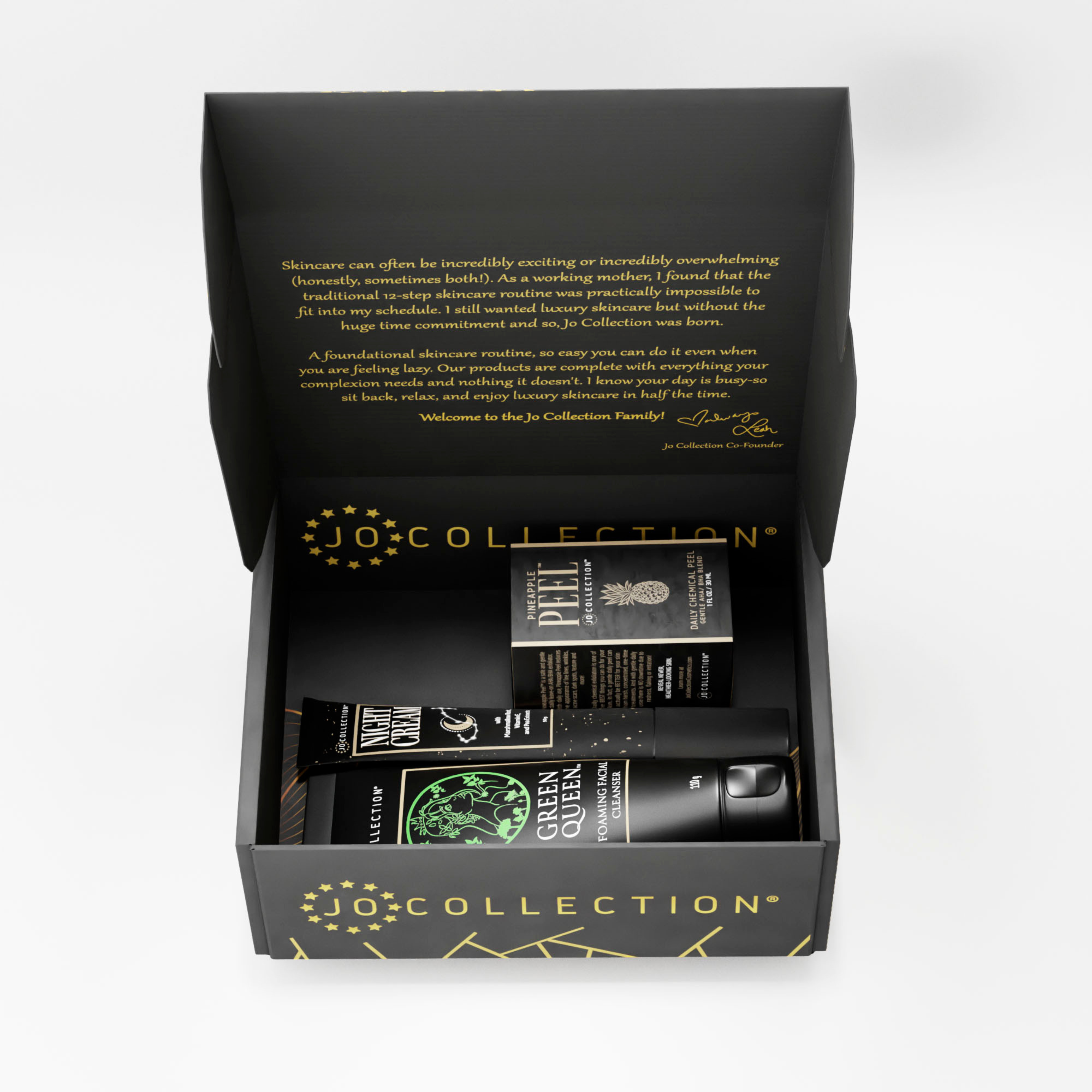 Jo Collection kit: The essentials Facial Cleanser + Pineapple Peel + Night Cream