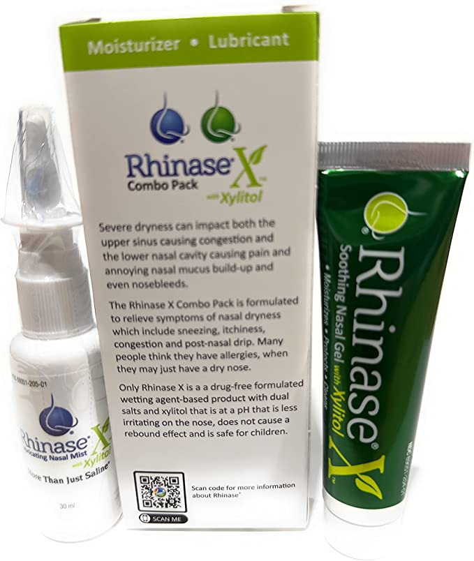 Rhinase X Combo Pack - Nasal Gel (30g) & Spray (30ml) for Complete Nasal Relief: Dryness, Congestion, Post Nasal Drip, and Allergies