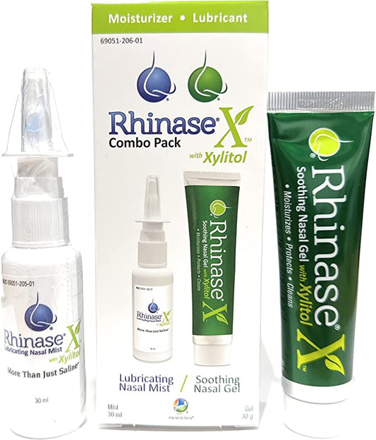 Rhinase X Combo Pack - Nasal Gel (30g) & Spray (30ml) for Complete Nasal Relief: Dryness, Congestion, Post Nasal Drip, and Allergies