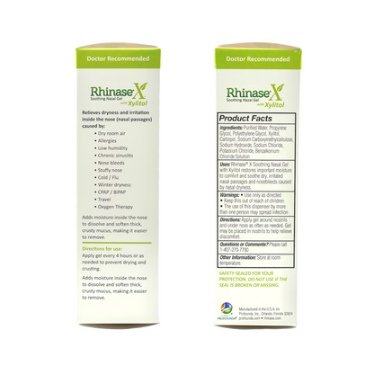Steroid-free nasal gel with xylitol and dual salts in 1 oz tube for dryness and congestion relief